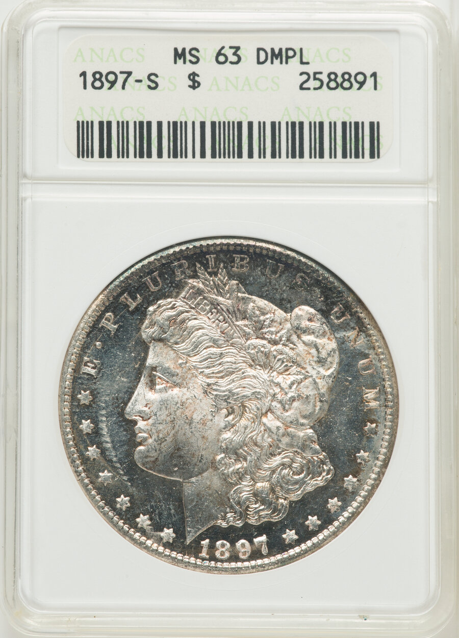 1897-S $1 MS63 Deep Mirror Prooflike ANACS....