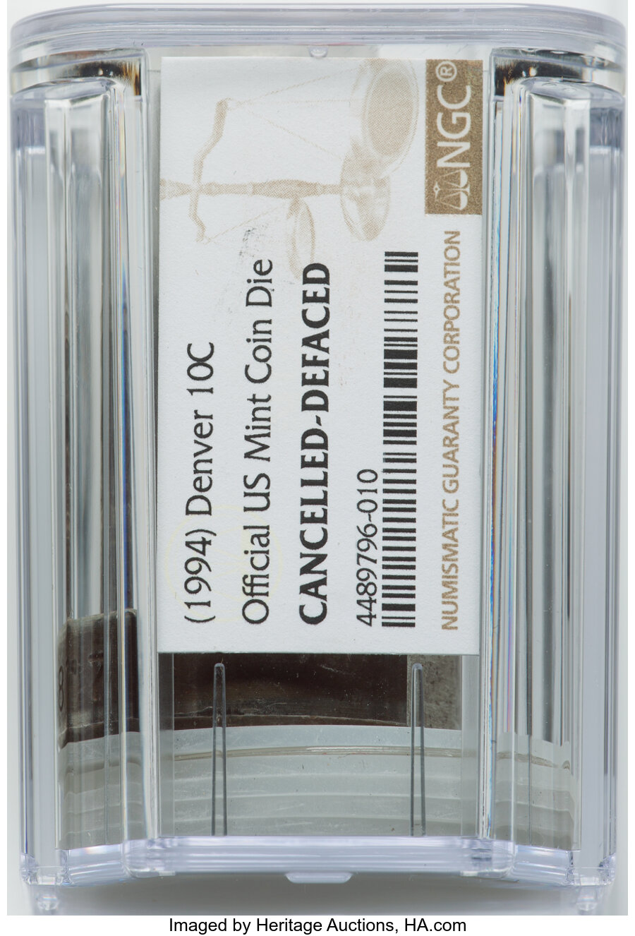 (1994)-D 10C Dime Die, Official U.S. Mint -- Cancelled, Defaced -- NGC....