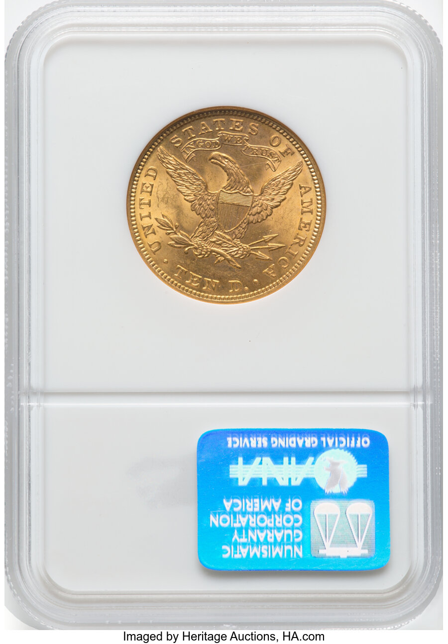 1907-D $10 Liberty MS63 NGC. NGC Census: (71/54). PCGS Population: (145/75). CDN: $1,320 Whsle. Bid for NGC/PCGS MS63. Mint...