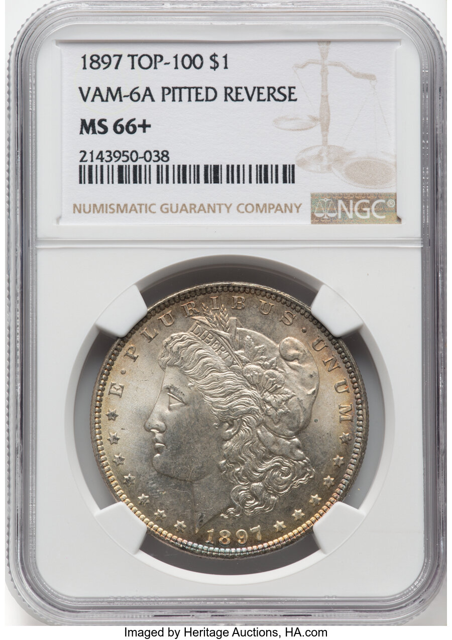1897 Pitted Reverse One Dollar VAM 6A MS Values | Greysheet