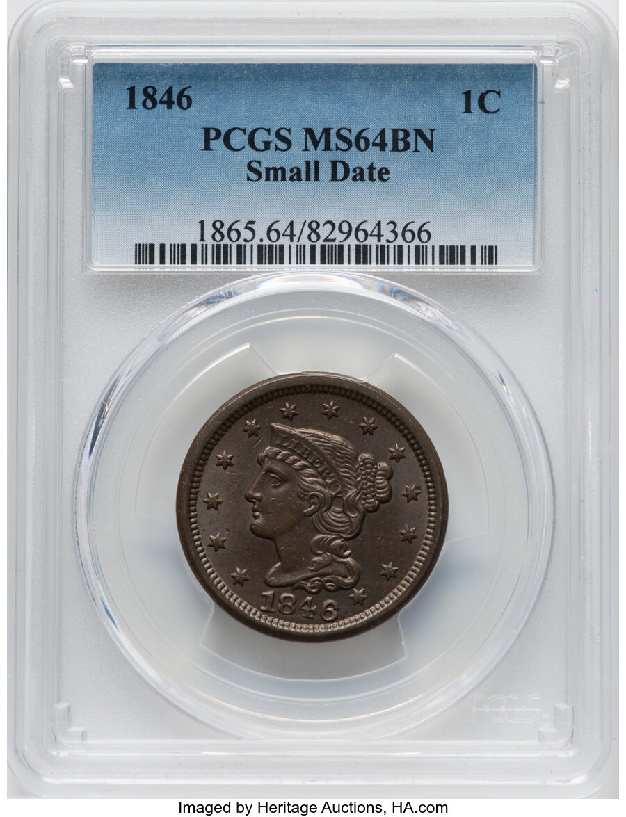 1846 1c Small Date, N-8 MS BN