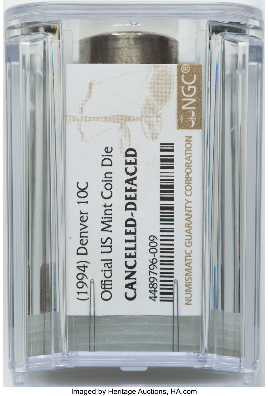 (1994)-D 10C Dime Die, Official U.S. Mint -- Cancelled, Defaced -- NGC....