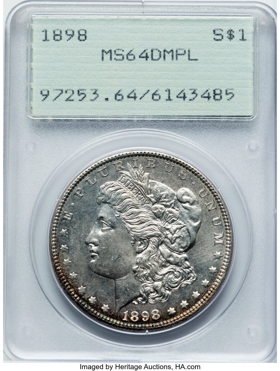 1898 $1 MS64 Deep Mirror Prooflike PCGS. PCGS Population: (170/98). NGC Census: (104/35). CDN: $450 Whsle. Bid for NGC/PCGS...