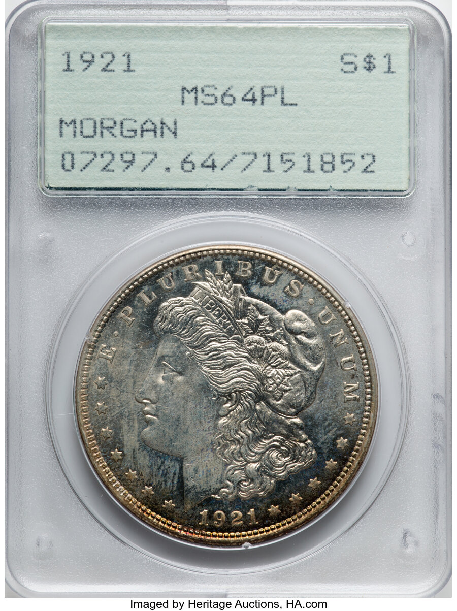 1921 $1 MS64 Prooflike PCGS. PCGS Population: (139/21). NGC Census: (290/54). CDN: $700 Whsle. Bid for NGC/PCGS MS64. Minta...