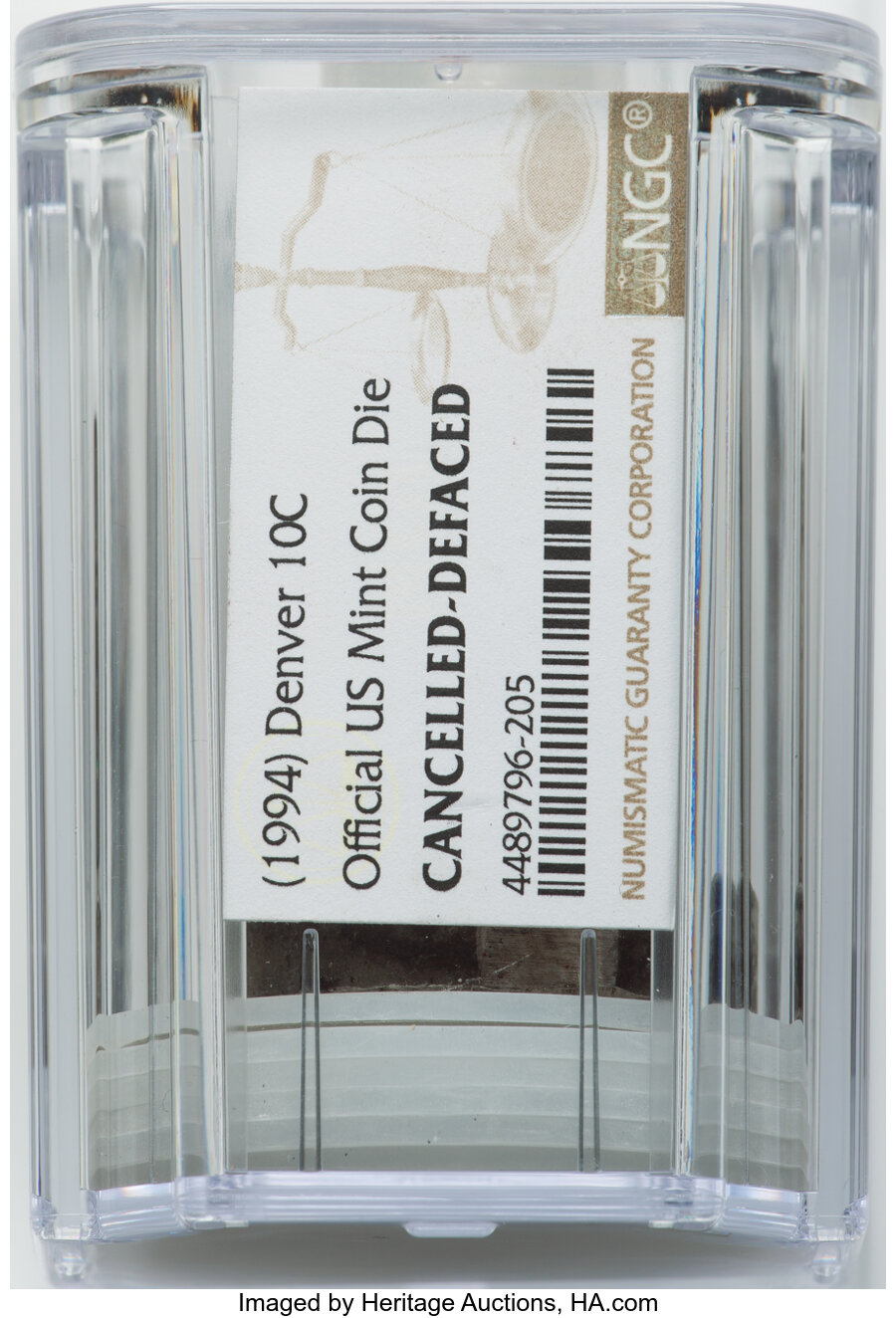 (1994)-D 10C Dime Die, Official U.S. Mint -- Cancelled, Defaced -- NGC....