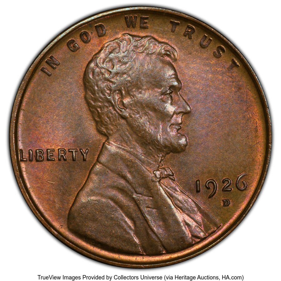 1926-D 1C MS65 Brown PCGS. PCGS Population: (14/0 and 0/0+). NGC Census: (11/2 and 0/0+). CDN: $500 Whsle. Bid for NGC/PCGS...