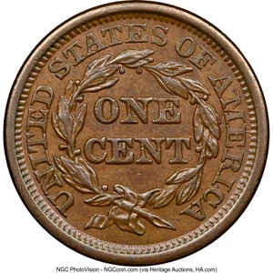 image for: 1846 1C Medium Date, N-11, R.1, MS63 Brown NGC. NGC Census: (8/7). PCGS Population: (1/4). CDN: $500 Whsle. Bid for NGC/PCG...