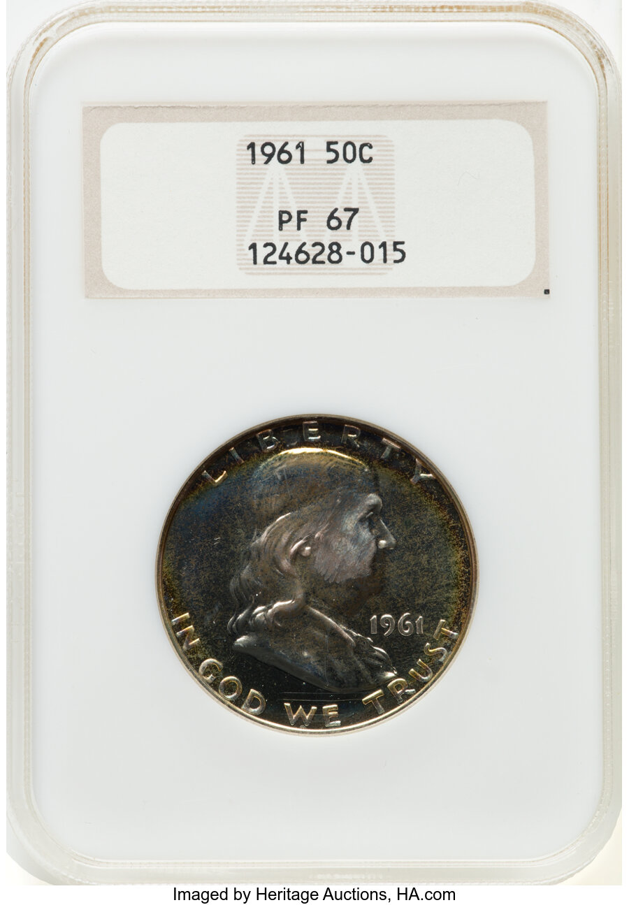 1961 50C PR67 NGC. NGC Census: (24552/10396). PCGS Population: (3542/888). CDN: $28 Whsle. Bid for NGC/PCGS PR67. Mintage 3...