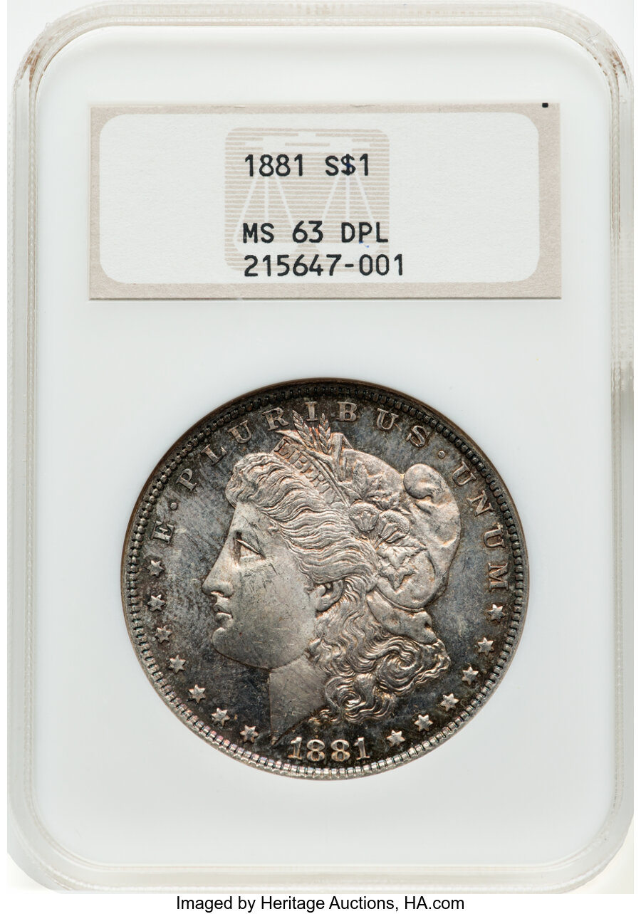 1881 $1 MS63 Deep Mirror Prooflike NGC. NGC Census: (39/45). PCGS Population: (49/77). CDN: $600 Whsle. Bid for NGC/PCGS MS...