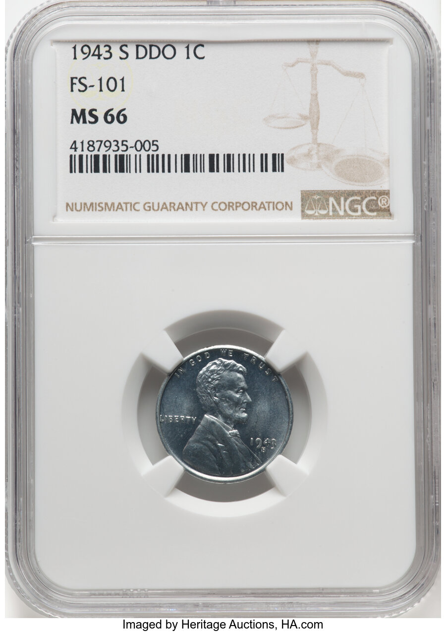1943/2-S 1C Doubled Die Obverse, FS-101, MS66 NGC. NGC Census: (5/1). PCGS Population: (35/21). CDN: $1,800 Whsle. Bid for ...