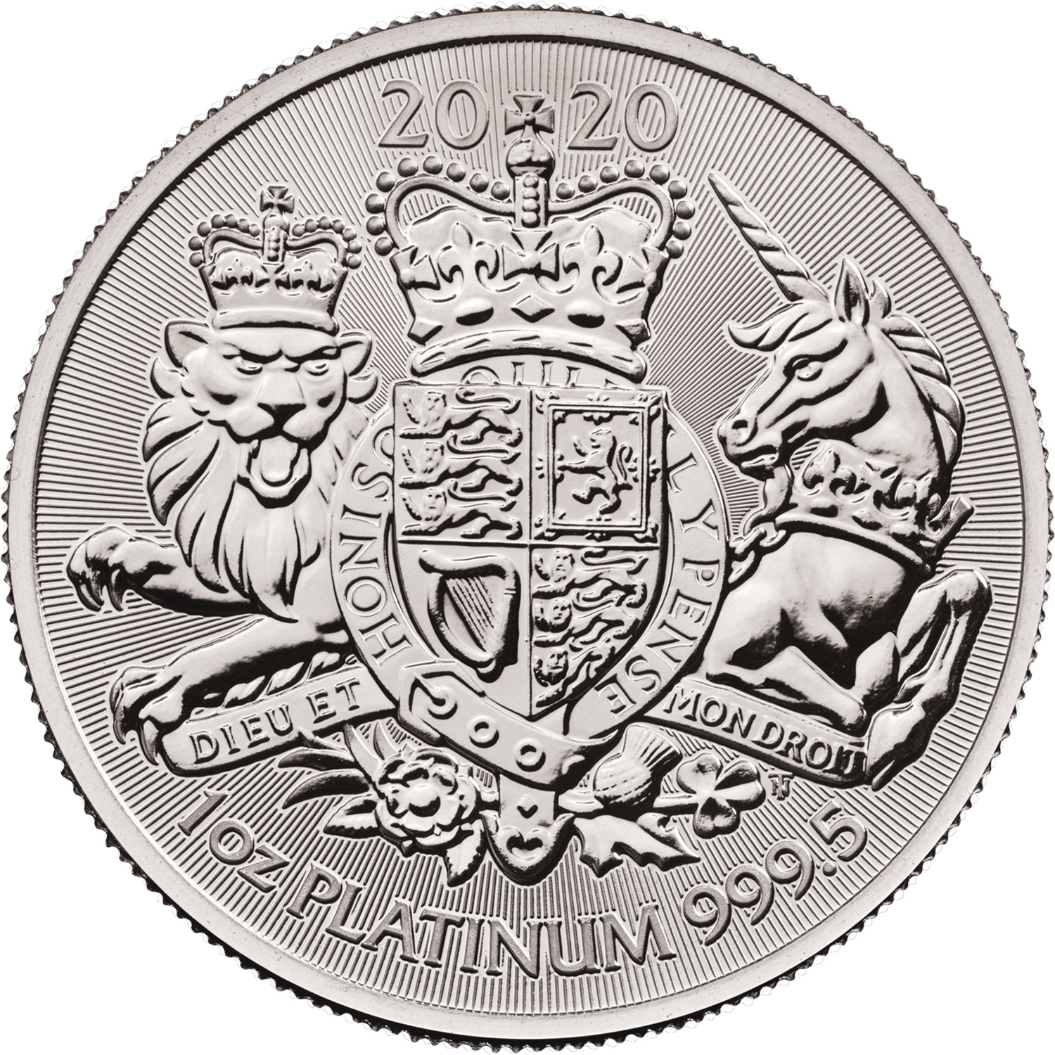 2020 £100 Platinum, Royal Arms MS