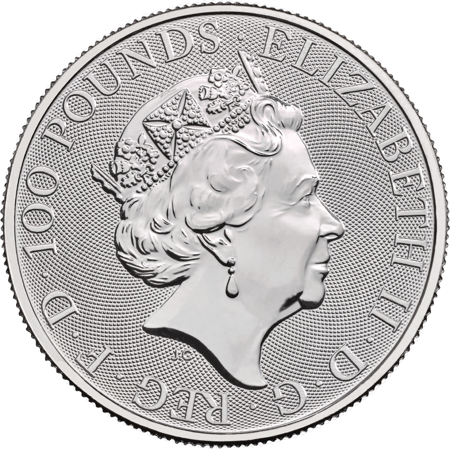 2021 £100 Platinum, White Lion of Mortimer MS