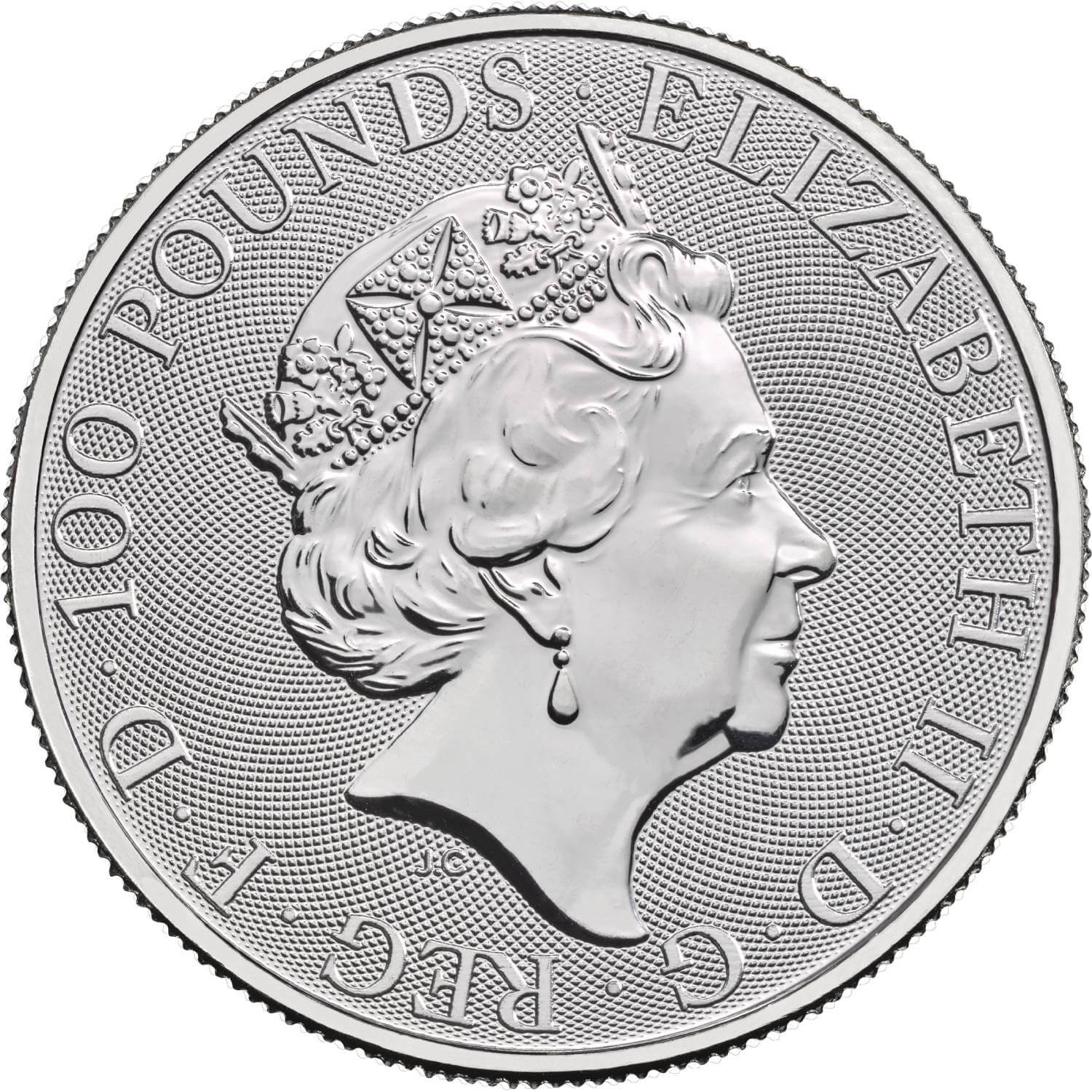 2021 £100 Platinum, White Lion of Hanover MS