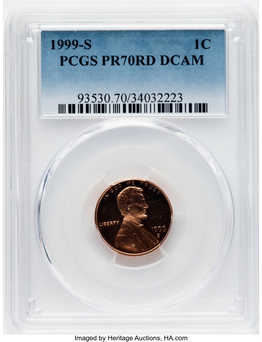 1999-S 1C PR70 Red Deep Cameo PCGS. PCGS Population: (991). NGC Census: (834)....
