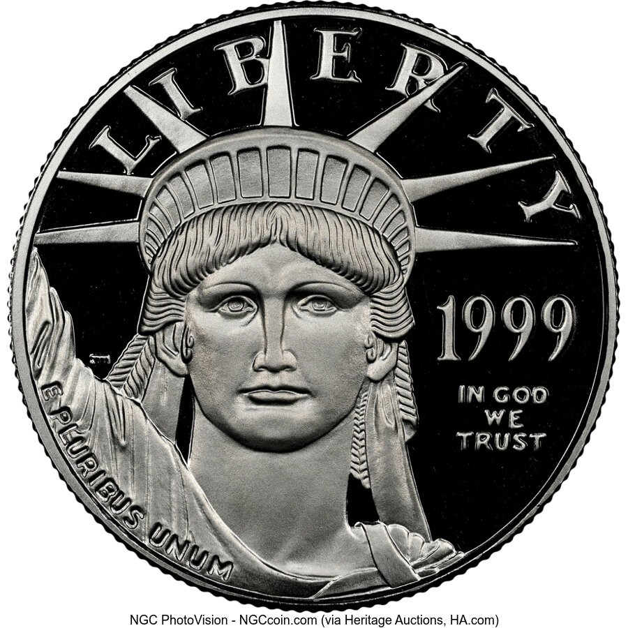 1999-W $50 Half-Ounce Platinum Eagle, Statue of Liberty PR70 Ultra Cameo NGC. NGC Census: (1116). PCGS Population: (316). C...