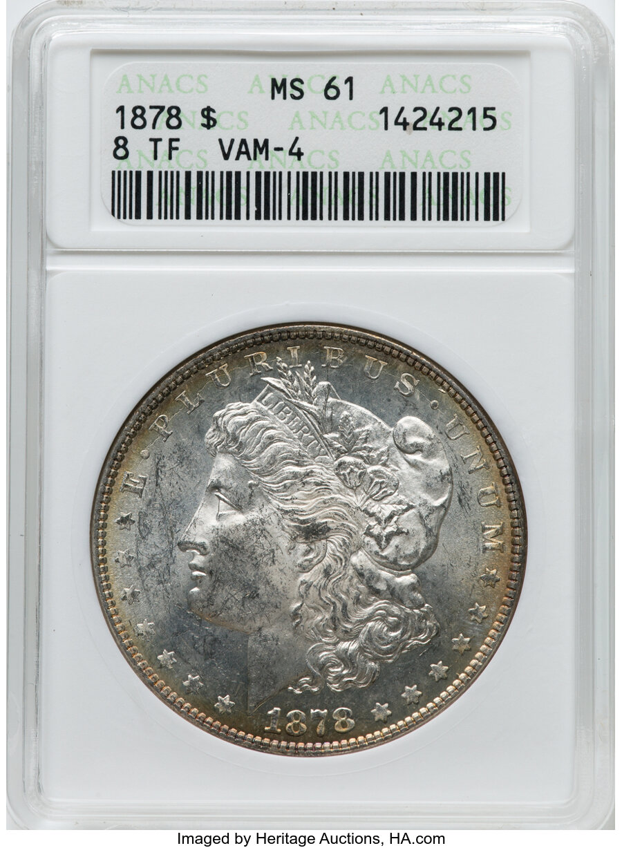 1878 8TF $1  Denticle Chip, VAM-4 XF45 CAC thumbnail 11