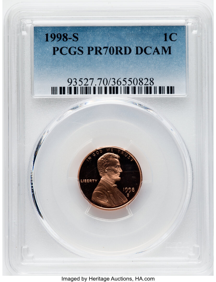 1998-S 1C PR70 Red Deep Cameo PCGS. PCGS Population: (759). NGC Census: (440)....