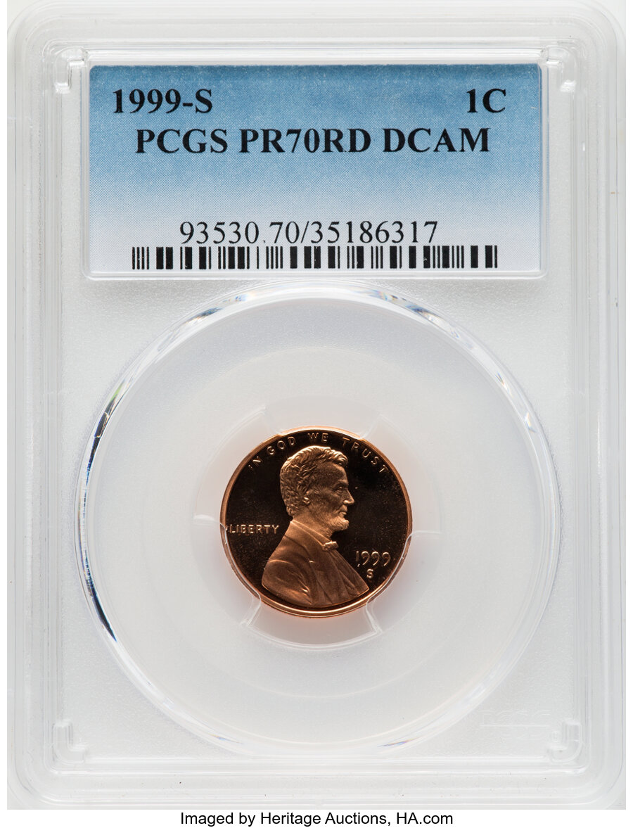 1999-S 1C PR70 Deep Cameo PCGS. PCGS Population: (991). NGC Census: (834). ...