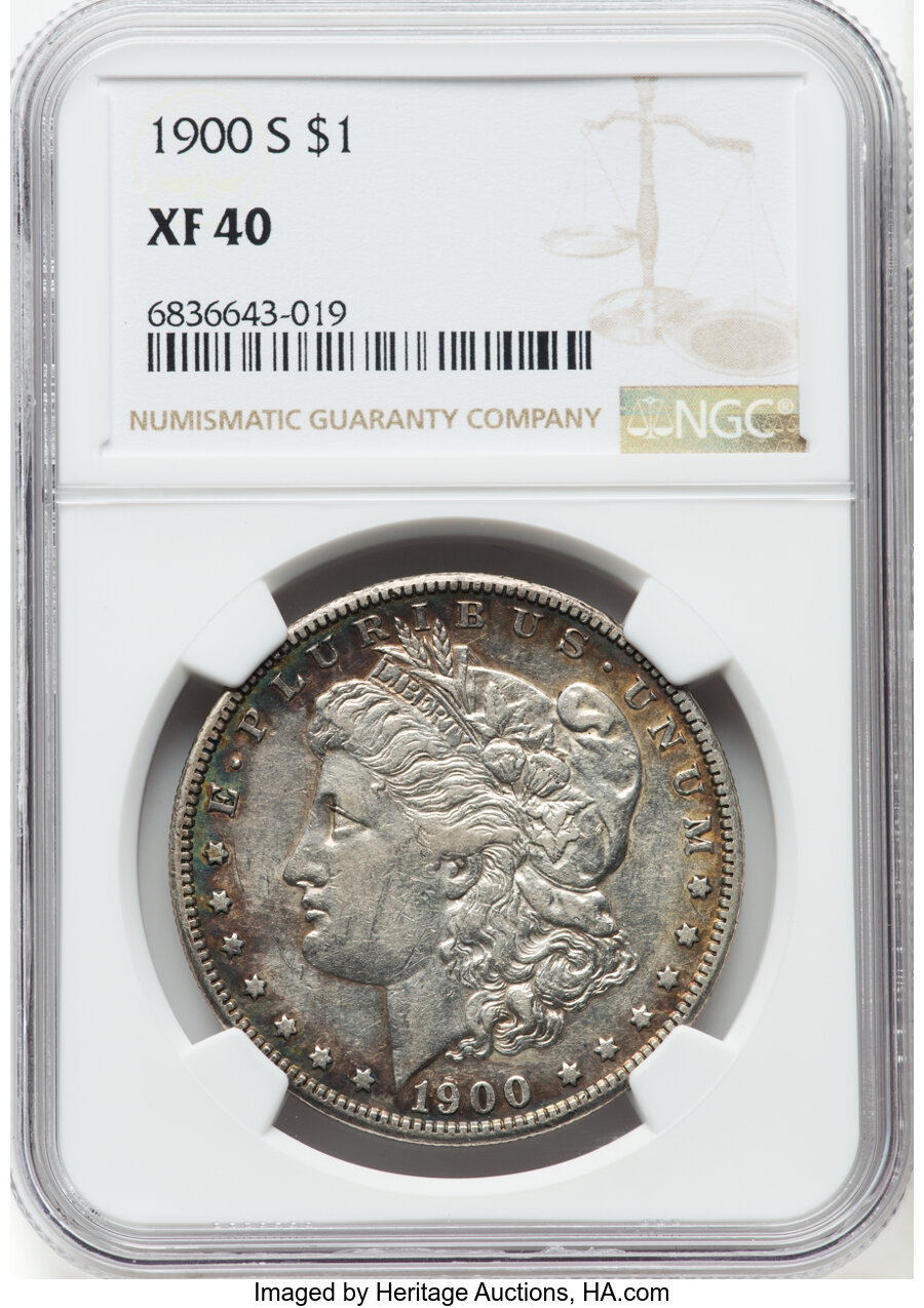 1900-S $1 XF40 NGC. NGC Census: (36/4812). PCGS Population: (59/7484). CDN: $75 Whsle. Bid for NGC/PCGS XF40. Mintage 3,540...