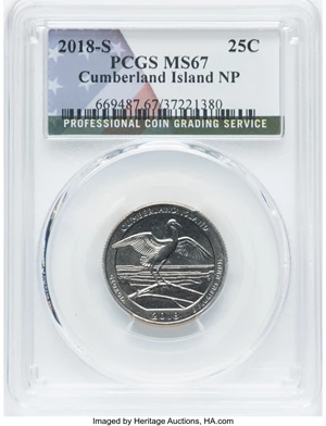 image for: 2018-S 25C Cumberland Island National Park MS67 PCGS. PCGS Population: (42/0). NGC Census: (0/0). CDN: $12 Whsle. Bid for N...