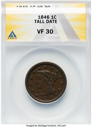 image for: 1846 1C Tall Date, N-16, R.5, VF30 ANACS. ...