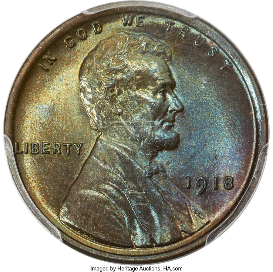 1918 1C MS65 Red and Brown PCGS. PCGS Population: (102/9). NGC Census: (84/5). CDN: $200 Whsle. Bid for NGC/PCGS MS65. Mint...