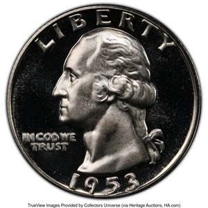 image for: 1953 25C Doubled Die Obverse, FS-101, PR68 Cameo PCGS. (022.1). PCGS Population: (7/0 and 0/0+). NGC Census: (7/2 and 0/0+)...
