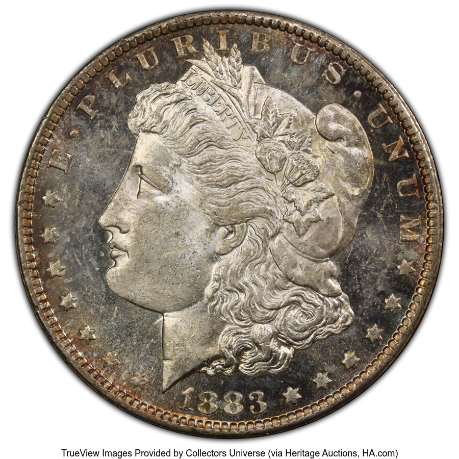 1883-CC $1 MS62 Deep Mirror Prooflike PCGS. PCGS Population: (353/3669 and 5/172+). NGC Census: (140/1312 and 0/31+). CDN: ...