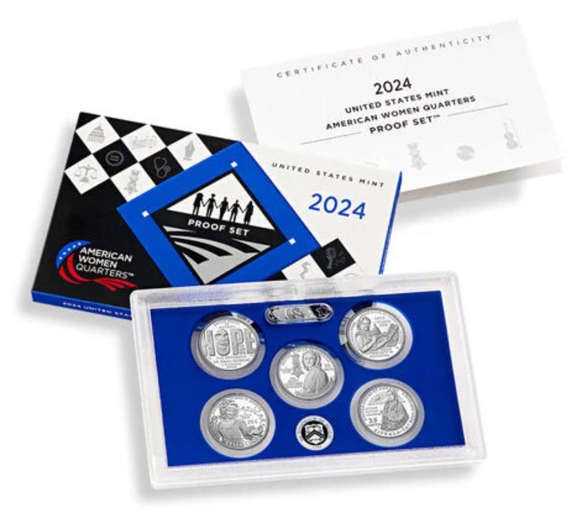2024-S 25c Clad Quarters Proof Set, 5 Coins PR