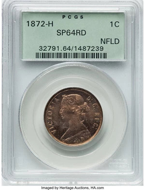 image for: Canada: Newfoundland. Victoria Specimen Cent 1872-H SP64 Red PCGS,...