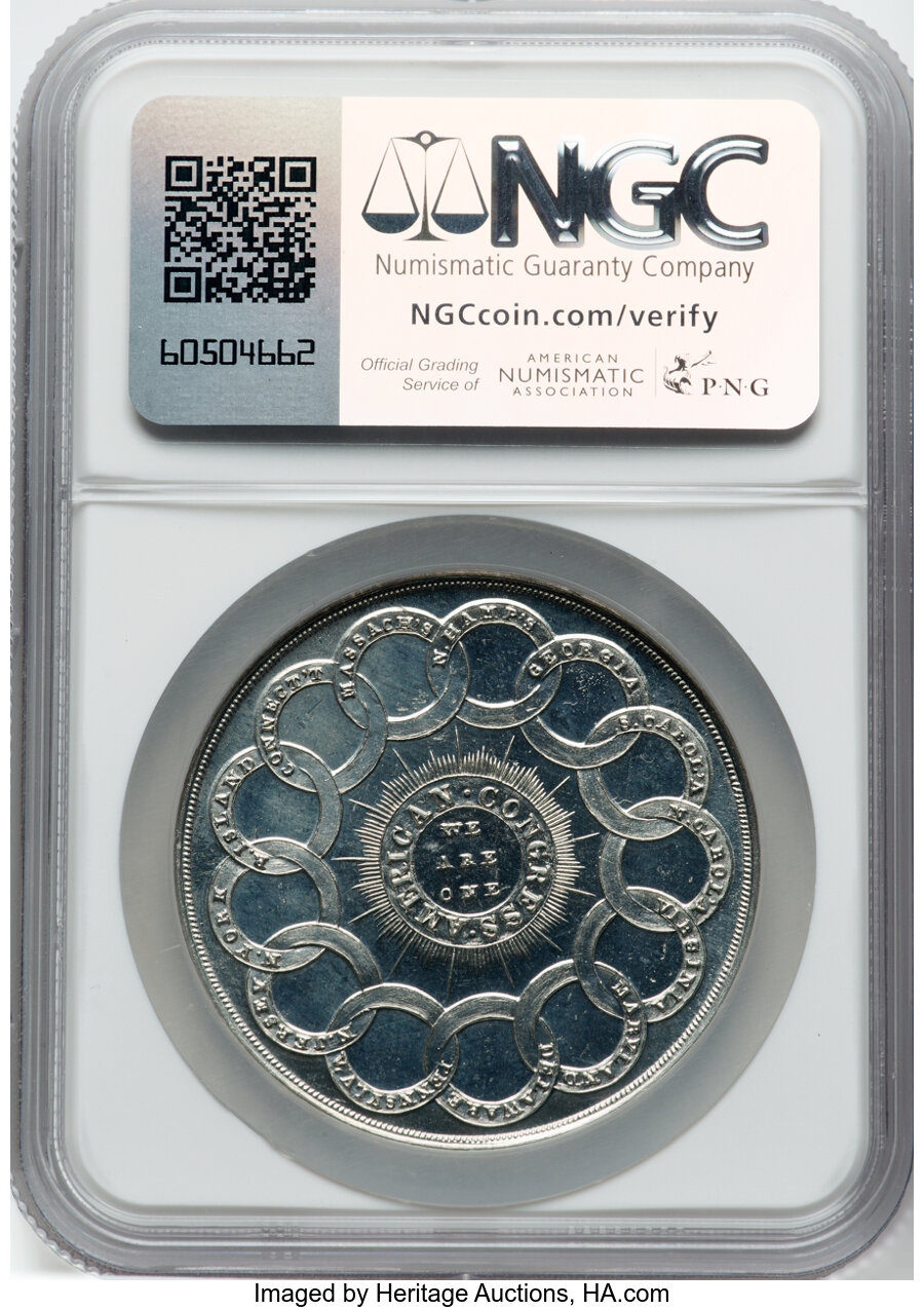 (Dated 1776) SC$1 Continental Dollar Restrike, Bowers res, White Metal, HK-854a MS65 thumbnail 3