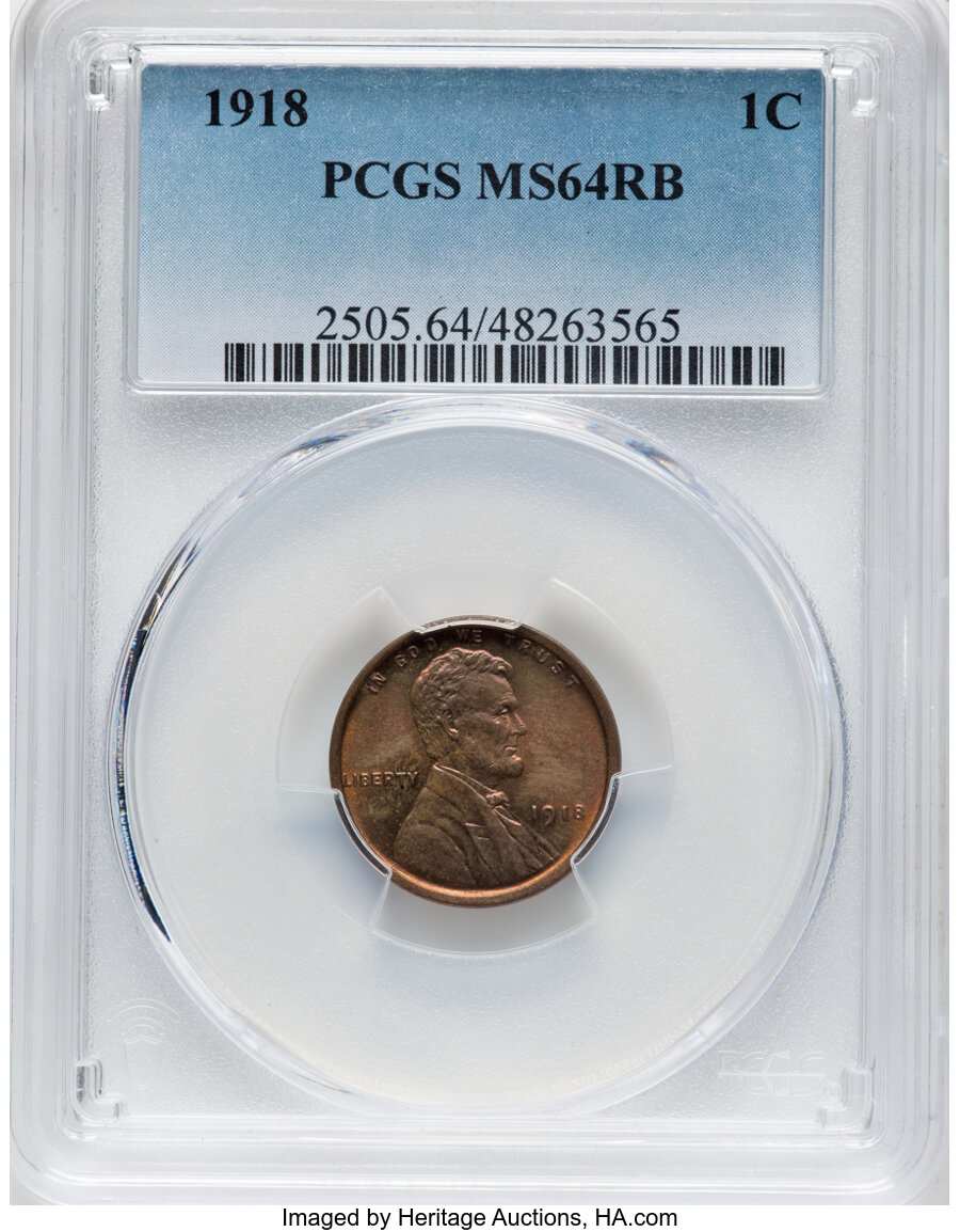 1918 1C MS64 Red and Brown PCGS. PCGS Population: (406/111). NGC Census: (173/89). CDN: $45 Whsle. Bid for NGC/PCGS MS64. M...