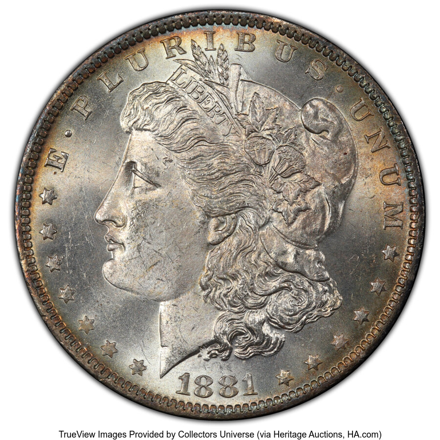 1881-O $1 So-Called O/S, VAM-5, Hit List MS63 PCGS. PCGS Population: (55/17 and 1/0+). NGC Census: (0/0 and 0/0+). CDN: $17...