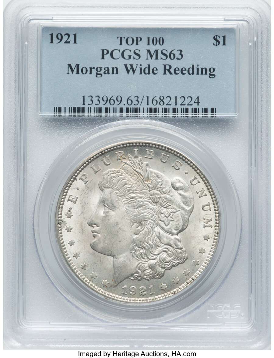 image for: 1921 $1 Wide Reeding, VAM 28A, Top 100, MS63 PCGS. PCGS Population: (128/76). NGC Census: (0/0). MS63....