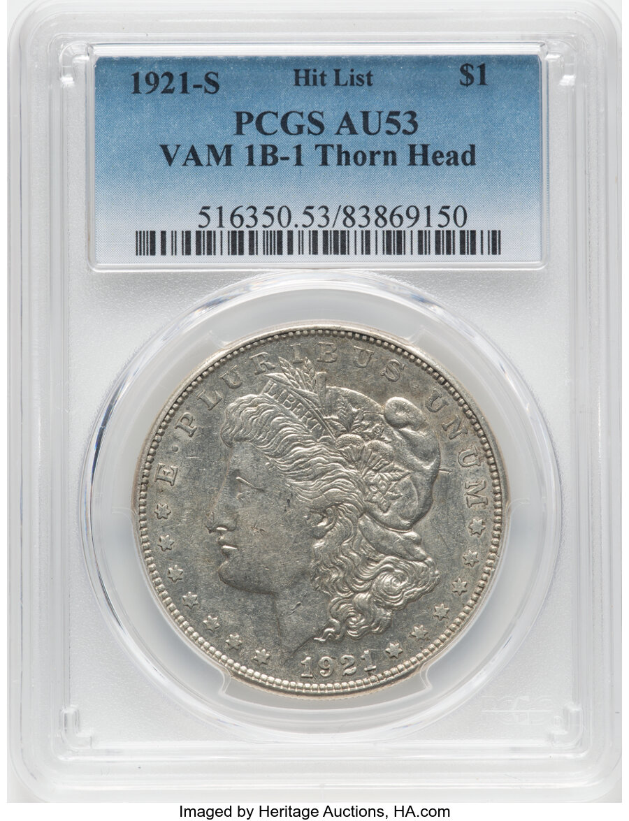 1921 S Thorn Head One Dollar VAM 1B1 MS Values | Greysheet