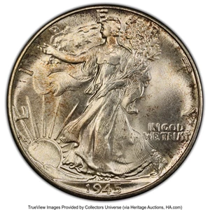 image for: 1945 50C No AW, FS-901, MS67 PCGS. PCGS Population: (3/0 and 0/0+). NGC Census: (1/0 and 0/0+). CDN: $660 Whsle. Bid for NG...