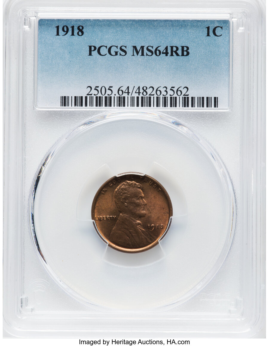 1918 1C MS64 Red and Brown PCGS. PCGS Population: (407/111). NGC Census: (173/89). CDN: $45 Whsle. Bid for NGC/PCGS MS64. M...