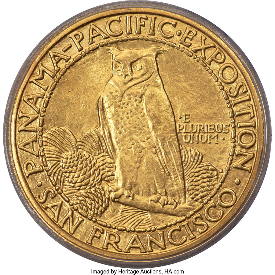 1915 S Panama Pacific Expo Gold $50 Round MS Values | Greysheet