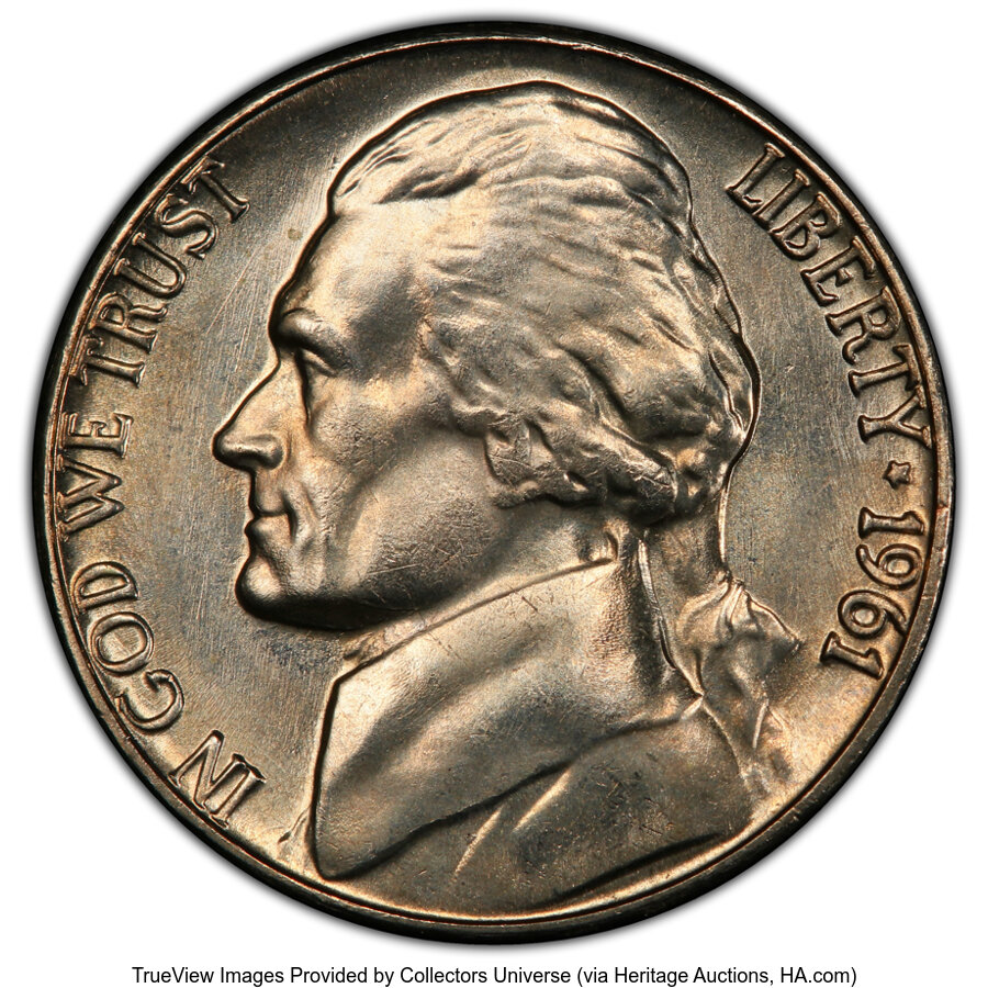 1961 5C MS67 PCGS. PCGS Population: (14/0). NGC Census: (46/1). CDN: $1,300 Whsle. Bid for NGC/PCGS MS67. Mintage 73,600,00...