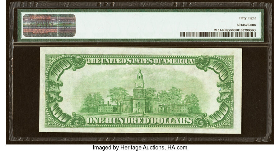 Fr. 2151-K $100 1928A Federal Reserve Note. PMG Choice About Unc 58....