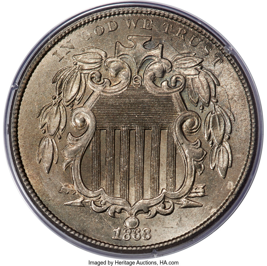 1868 5c Doubled Die Obverse, FS-101 MS