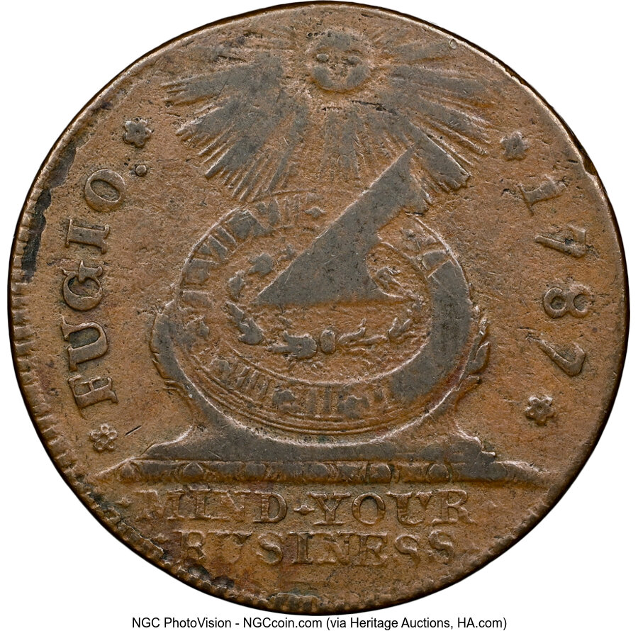 1787 Fugio 1c 4 Cinquefoils, STATES UNITED, Newman 14-O MS BN