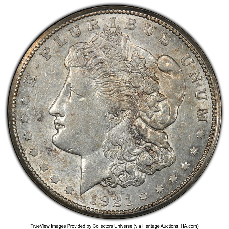 1921-S $1 Thorn Head, VAM-1B4B, AU55 PCGS. A Hit List 40 Variety. PCGS Population: (2/8 and 0/0+). NGC Census: (0/0 and 0/0...