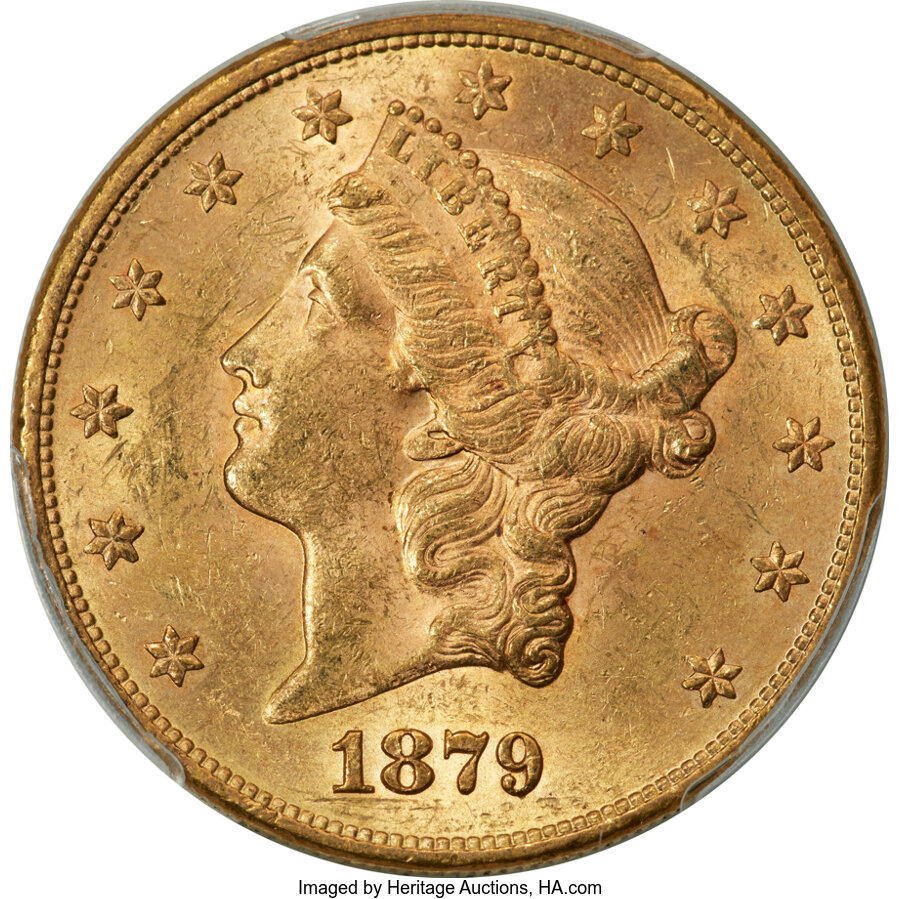 1879 $20 Doubled Die Reverse, FS-801 MS