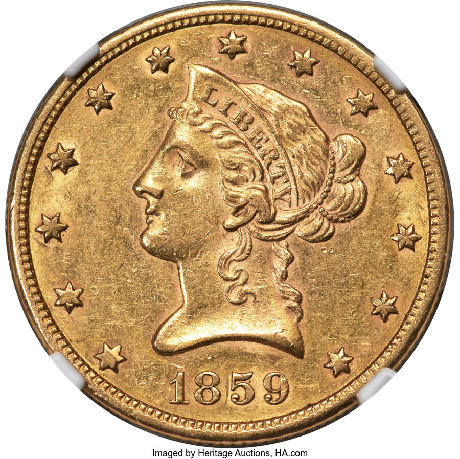 1859-S $10 VF25 CAC thumbnail 22