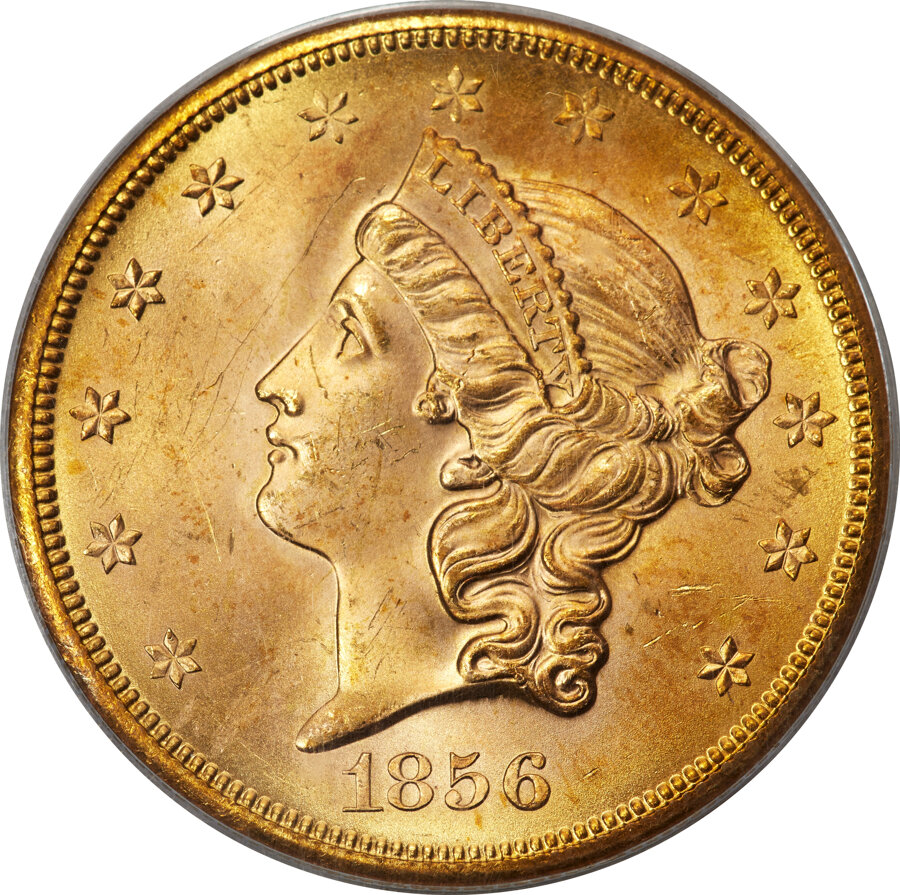 1856-S $20 No Serif, Left S MS