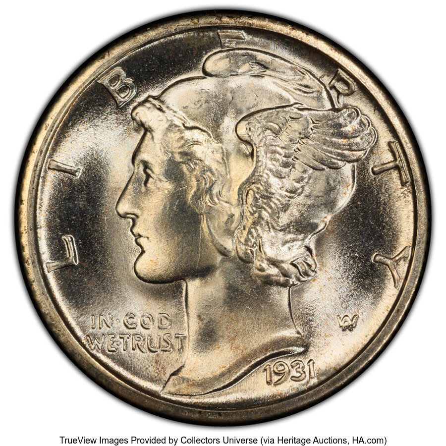 1931-D 10C MS67 Full Bands PCGS. PCGS Population: (64/0 and 12/0+). NGC Census: (14/0 and 0/0+). CDN: $1,950 Whsle. Bid for...