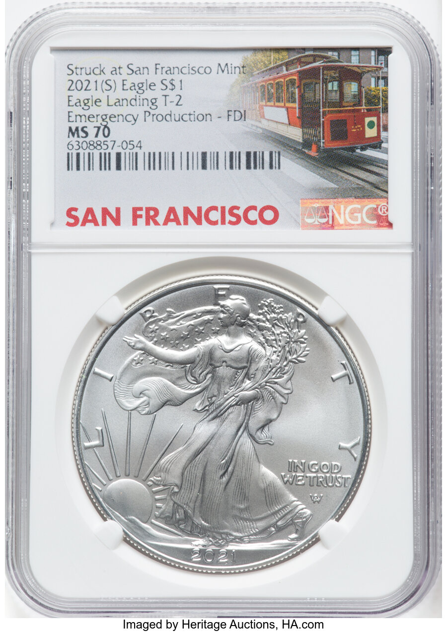 2021 S Silver Eagle, Type 1 One dollar Emergency San Francisco