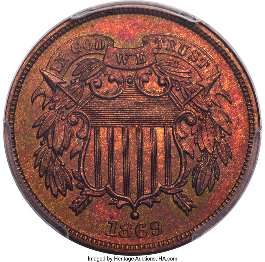 1869 2C PR66 Red and Brown PCGS. CAC....