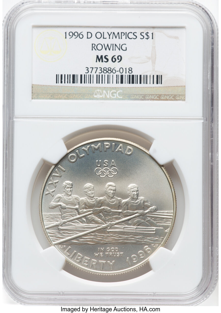 1996 D Atlanta Olympics Rowing Silver dollar MS Values | Greysheet